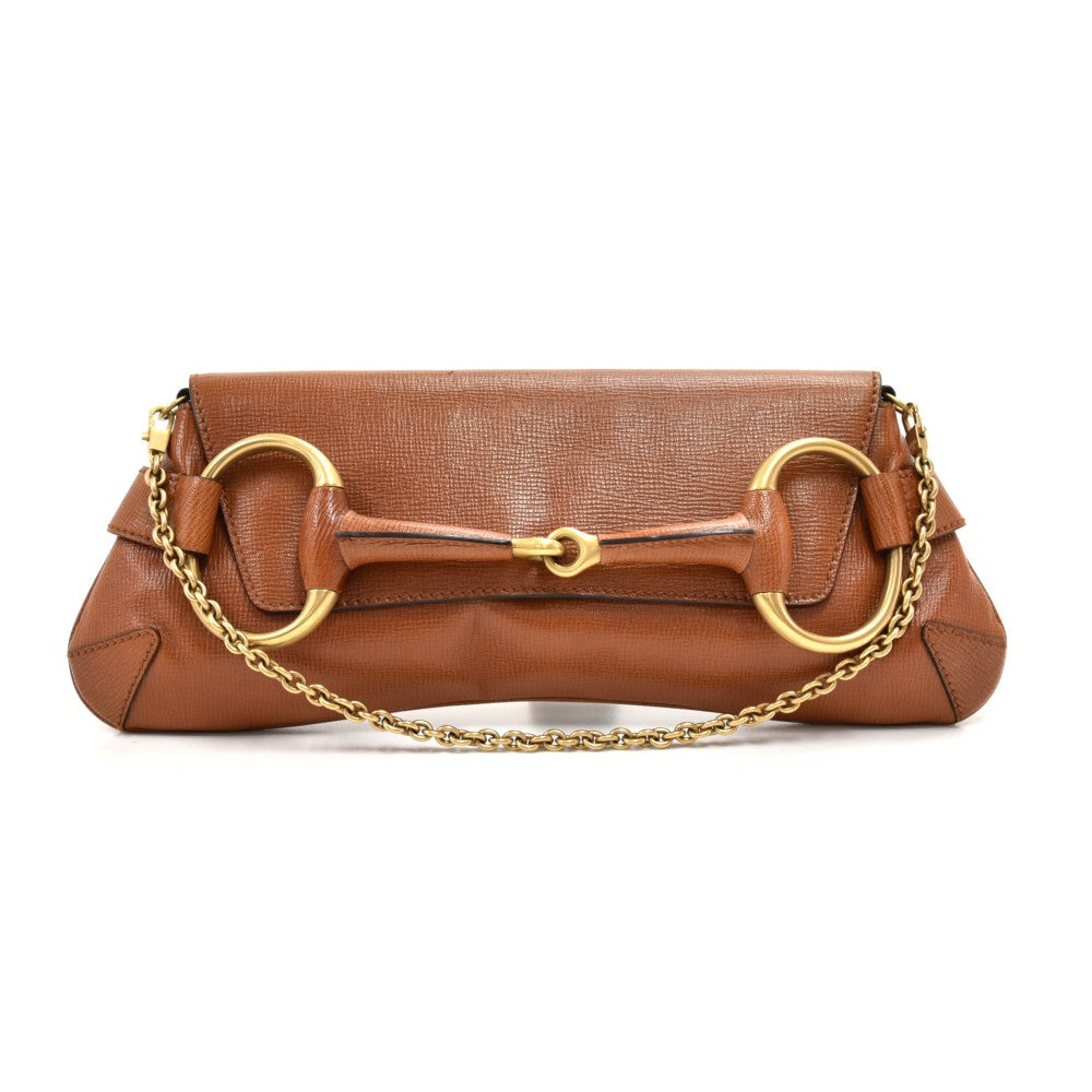 Gucci Textured Horsebit Evening Bag Leather Clutch Bag