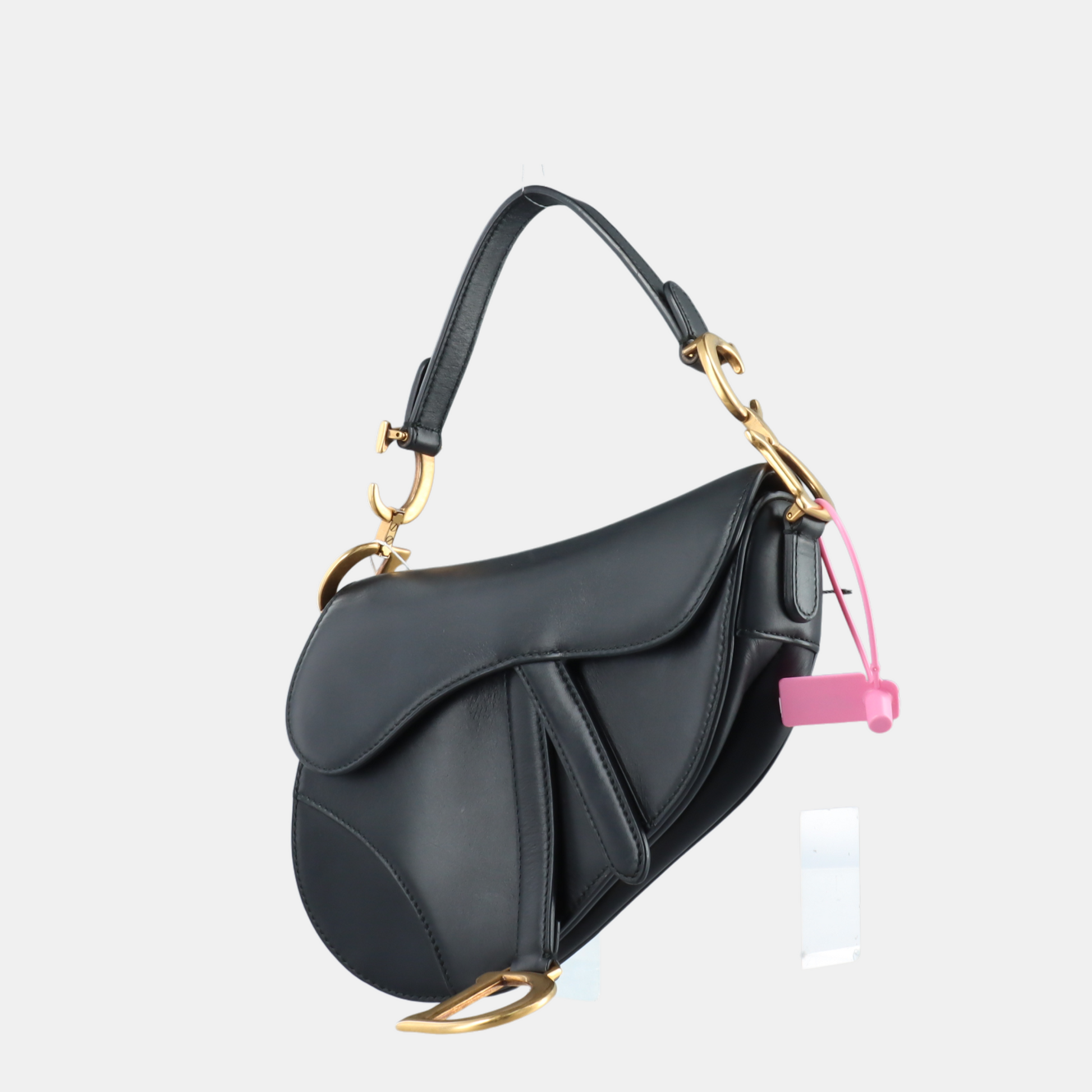 Dior Saddle Smooth With Studded Strap Handbag Leather Black Travel Bag