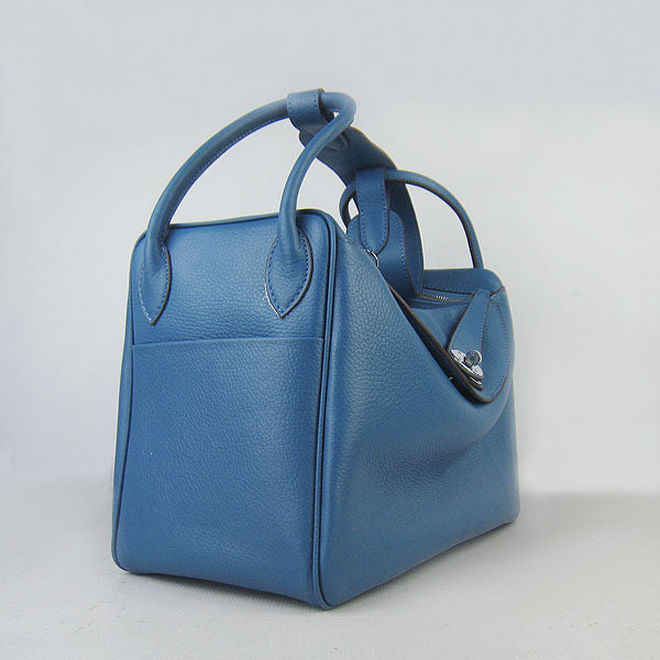 Hermes Luxury Lindy Cm Handbag Blue Silver Travel Bag