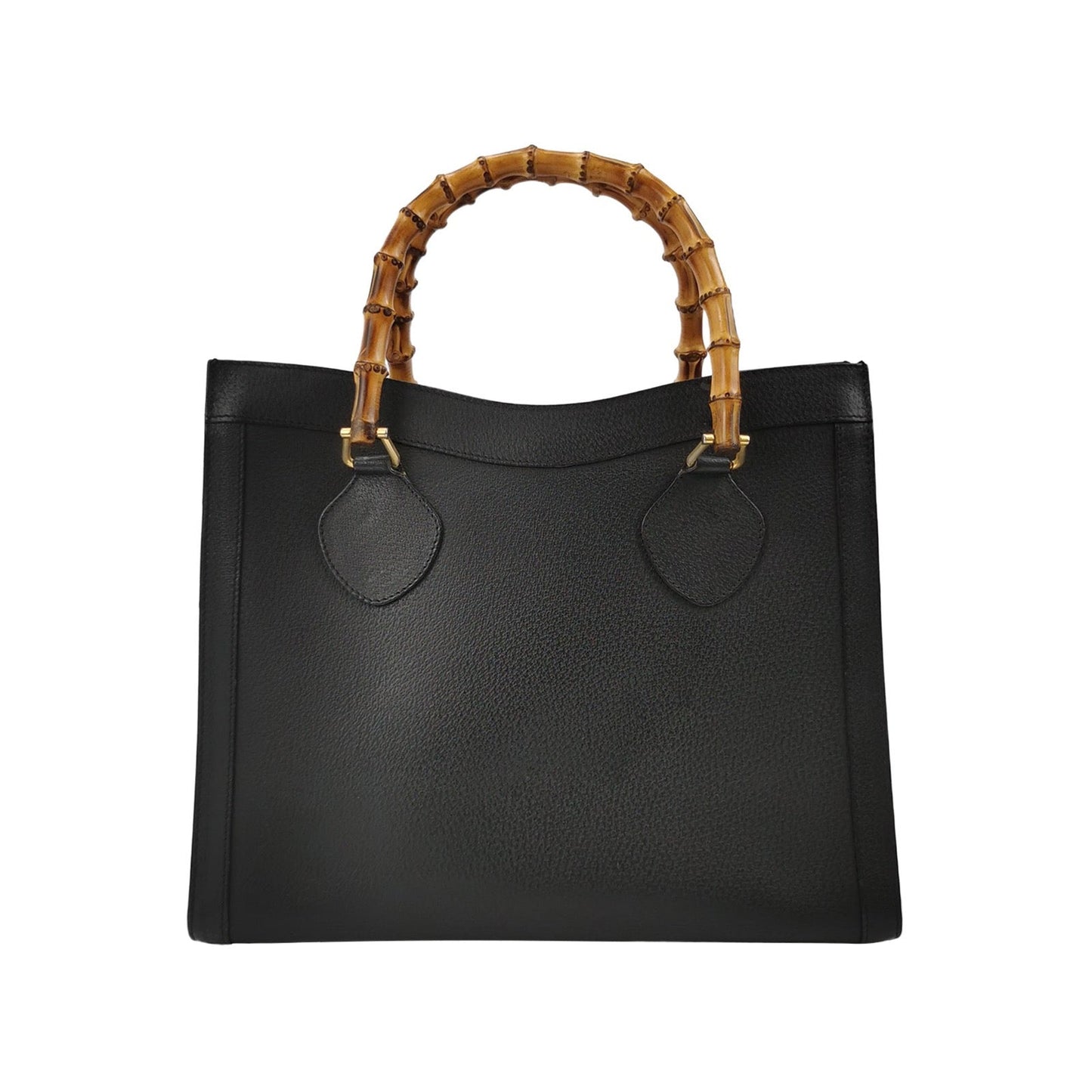 Gucci Diana Bamboo Top Handles Leather Calfskin Black Large Tote Bag