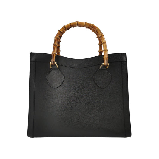 Gucci Diana Bamboo Top Handles Leather Calfskin Black Large Tote Bag