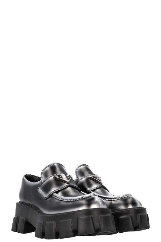 Prada Monolith Loafers and Black Silver Shoes