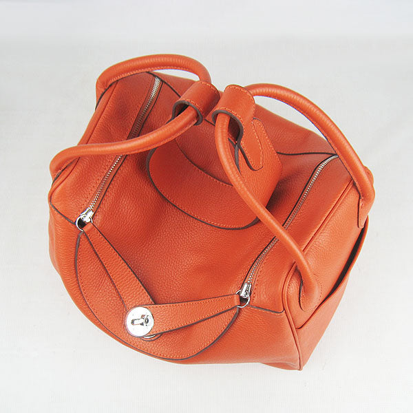 Hermes Luxury Lindy Cm Handbag Orange Silver Travel Bag