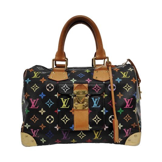 Louis Vuitton x Takashi Murakami Speedy 30 Lock Multicolor Black Handbag