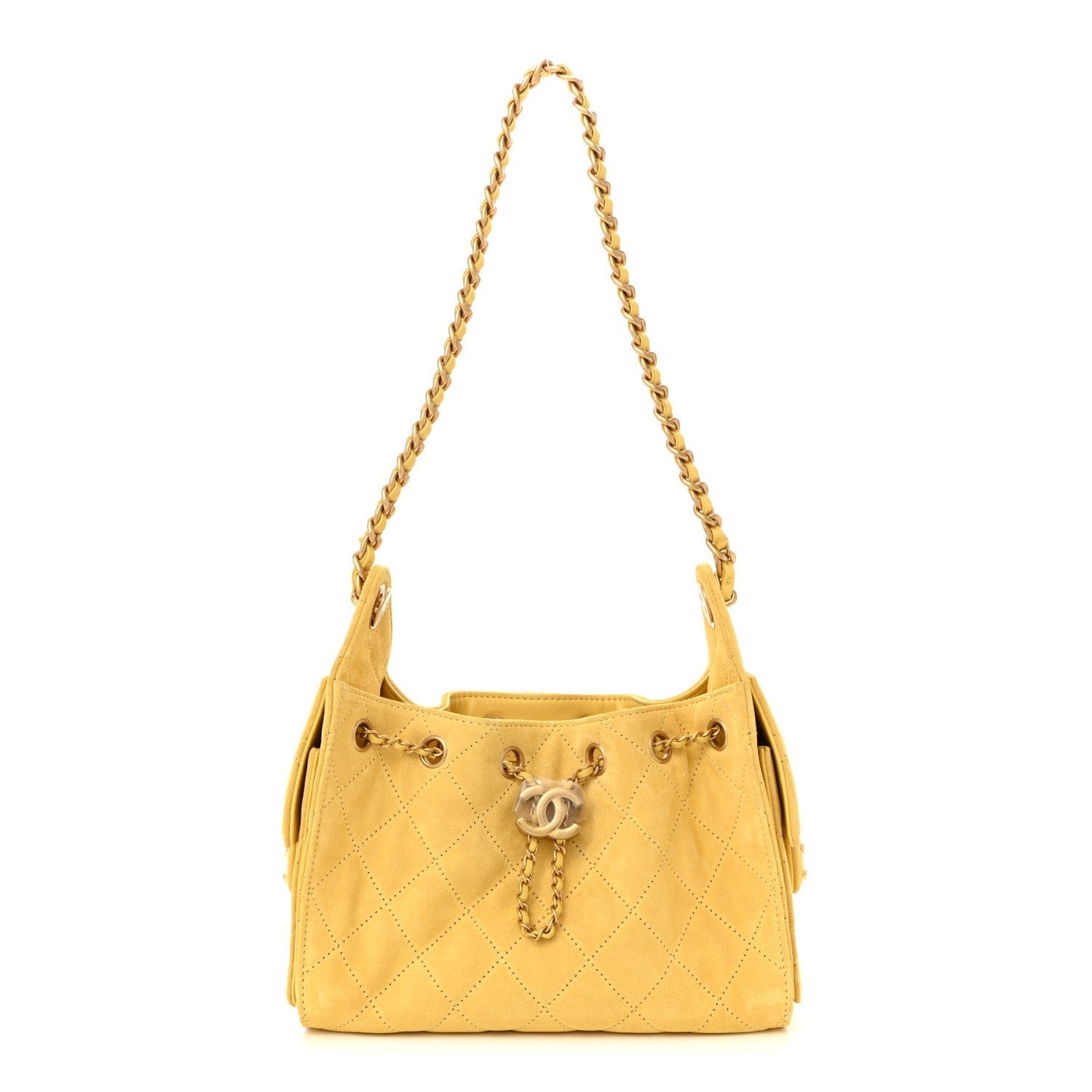 Suede Quilted Mini 25 Handbag Yellow Classic