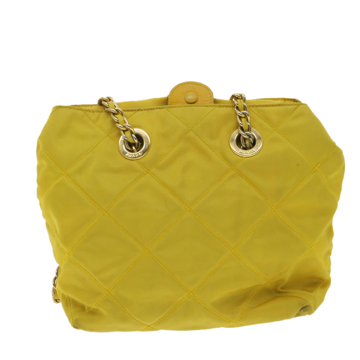 Prada Shoulder Bag Nylon Quilted Yellow