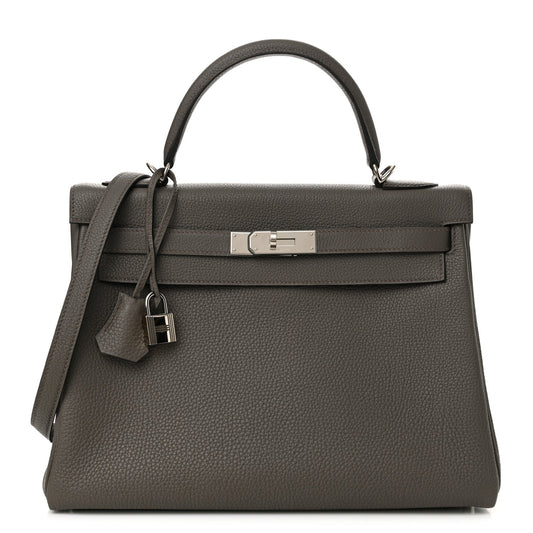 Hermes Togo Kelly Retourne Etain Handbag Travel Bag