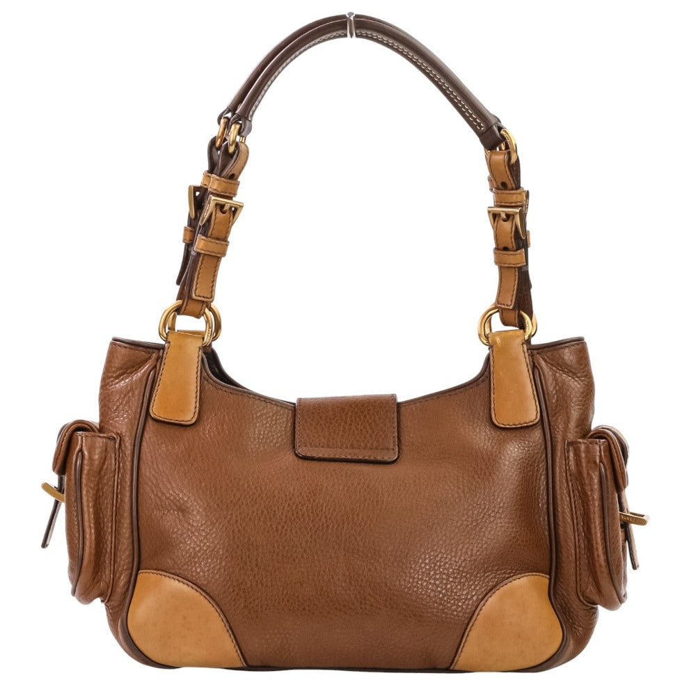 Prada Vit Daino Rocke Shrink 2Way Bag Leather Travel Bag