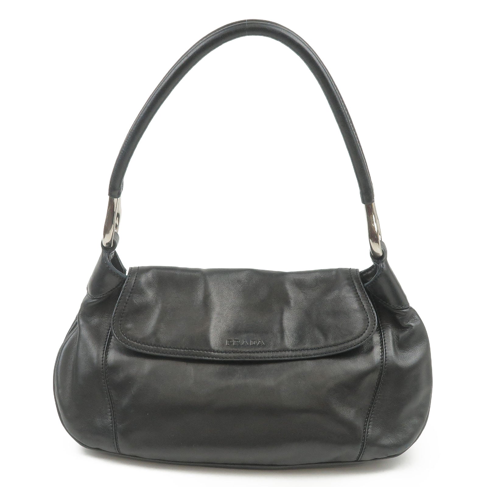 Prada Prada Leather Shoulder Bag Nero Black 34694 6