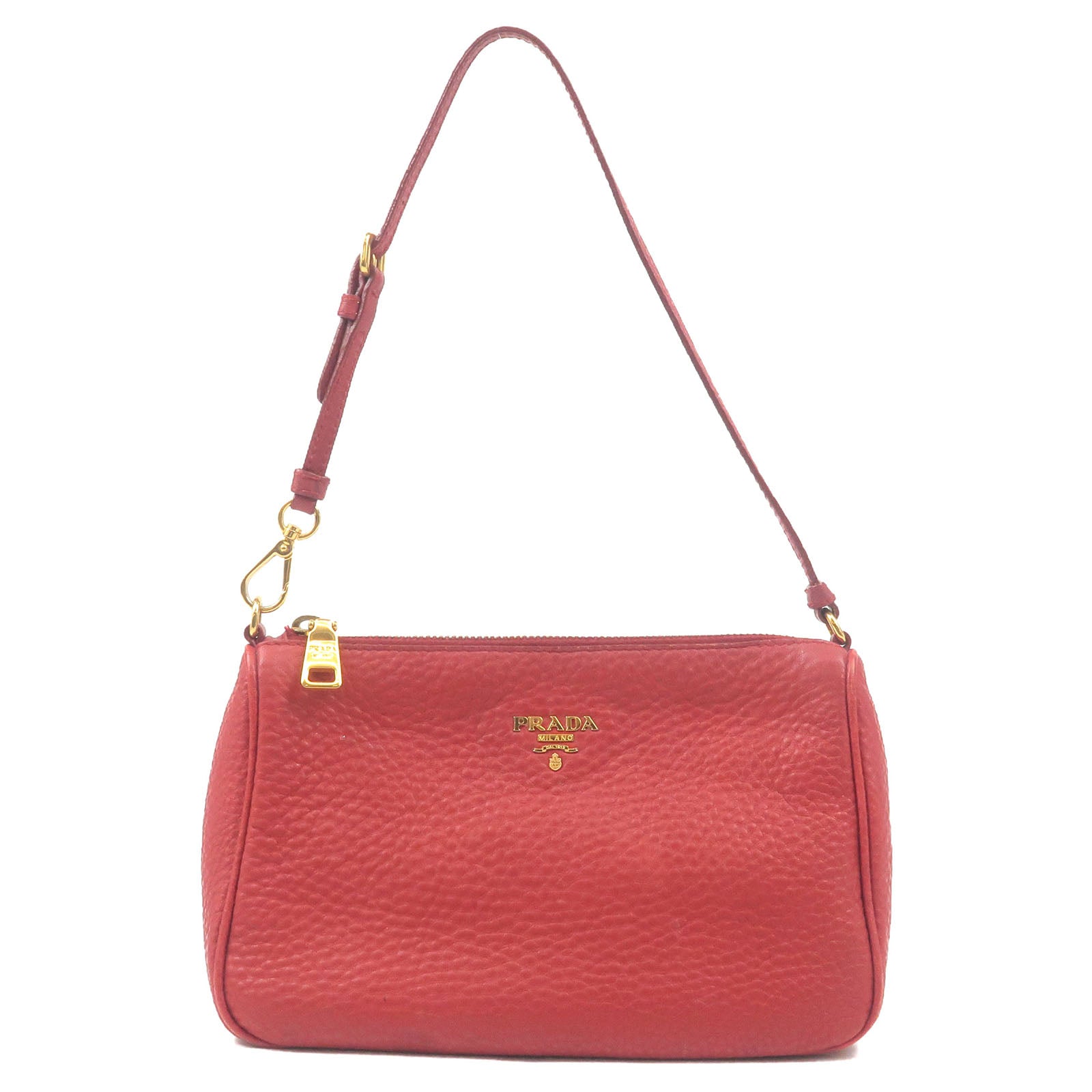 Prada Prada Leather Pouch Shoulder Bag Purse Red 34774