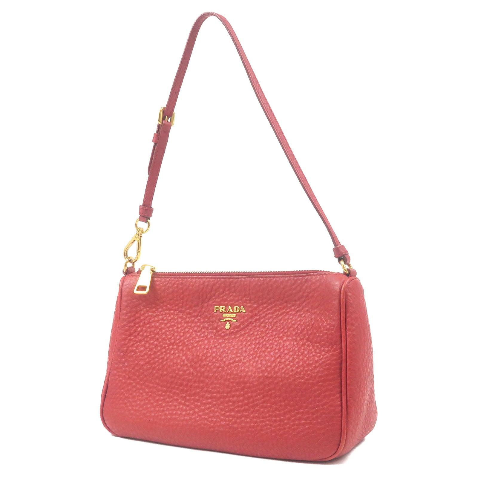 Prada Prada Leather Pouch Shoulder Bag Purse Red 34774
