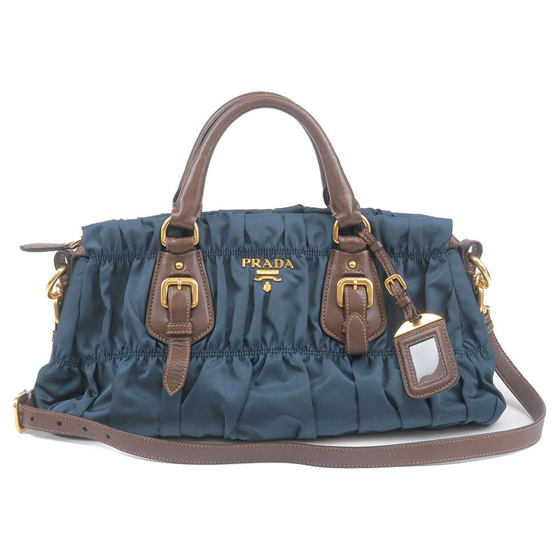 Prada Prada Gather Nylon Leather 2Way Bag Hand Bag Travel Bag