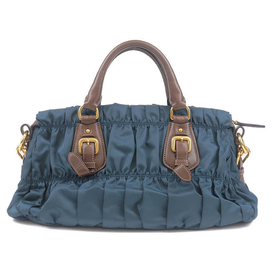 Prada Prada Gather Nylon Leather 2Way Bag Hand Bag Travel Bag