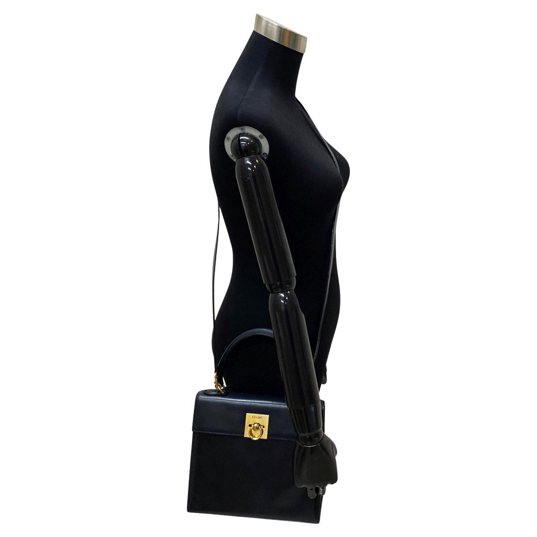 Shoulder Bag Calfskin Navy Women