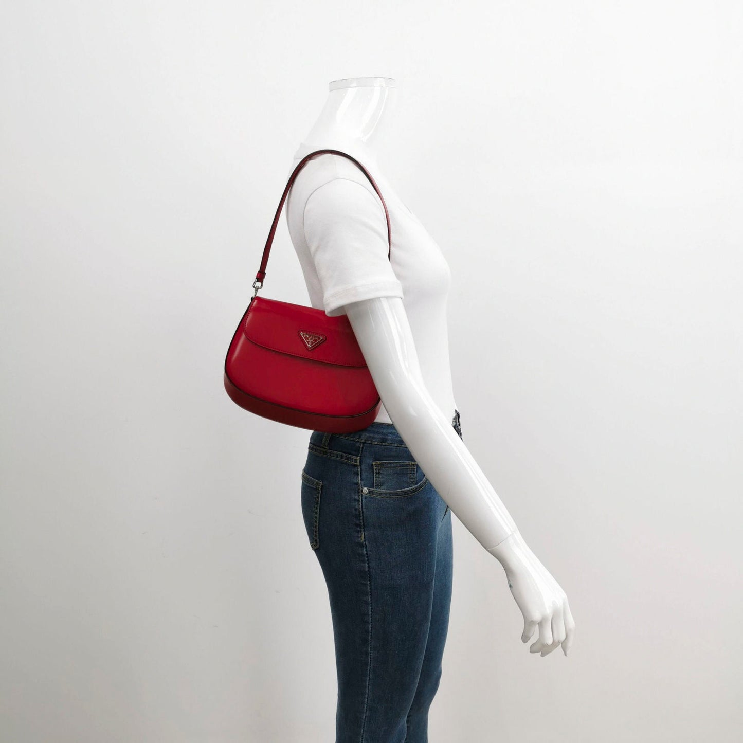 Prada Cleo Flap Shoulder Bag Leather Red