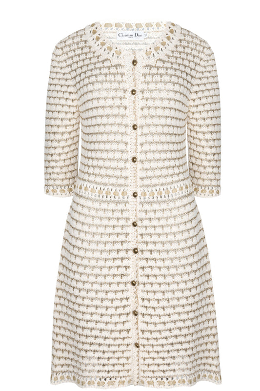 Dior Dress Knit Ivory Gold Handbag