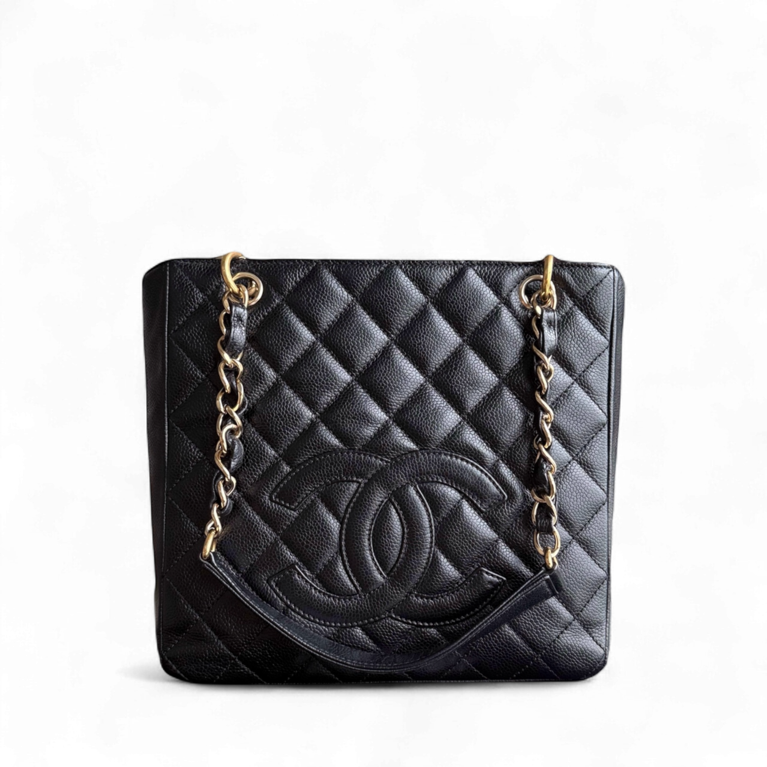 Chanel PST Petite Shopping Tote - Caviar Grained Quilted Black Tote Bag