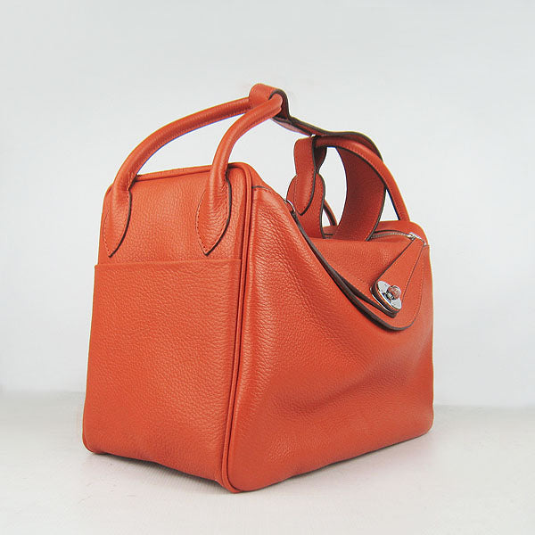 Hermes Luxury Lindy Cm Handbag Orange Silver Travel Bag