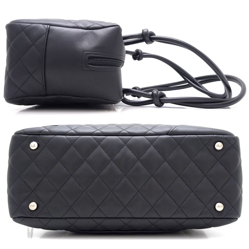 Chanel Bowling Bag Handbag Cambon Line Leather Black