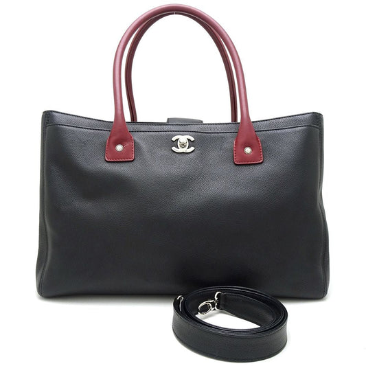 Chanel Executive Tote 2Way Bag Calf Bordeaux Black Tote Bag