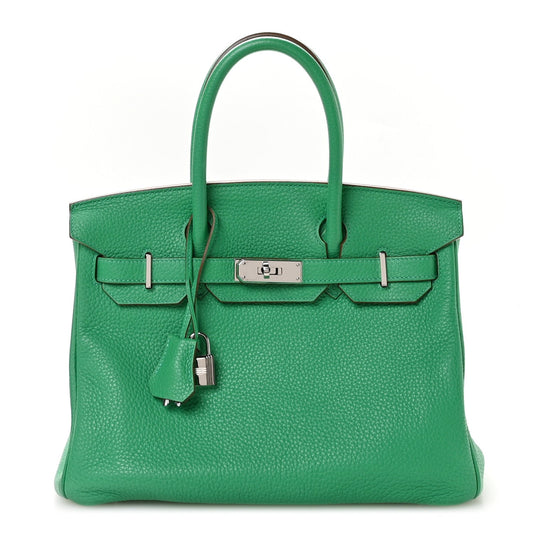 Hermes Taurillon Clemence Birkin Menthe Handbag Travel Bag 30 Menthe 1766334