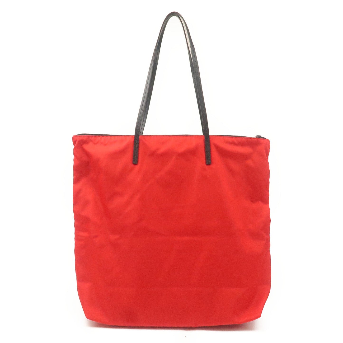 Prada Prada Nylon Leather Tote Bag Red Nero Black