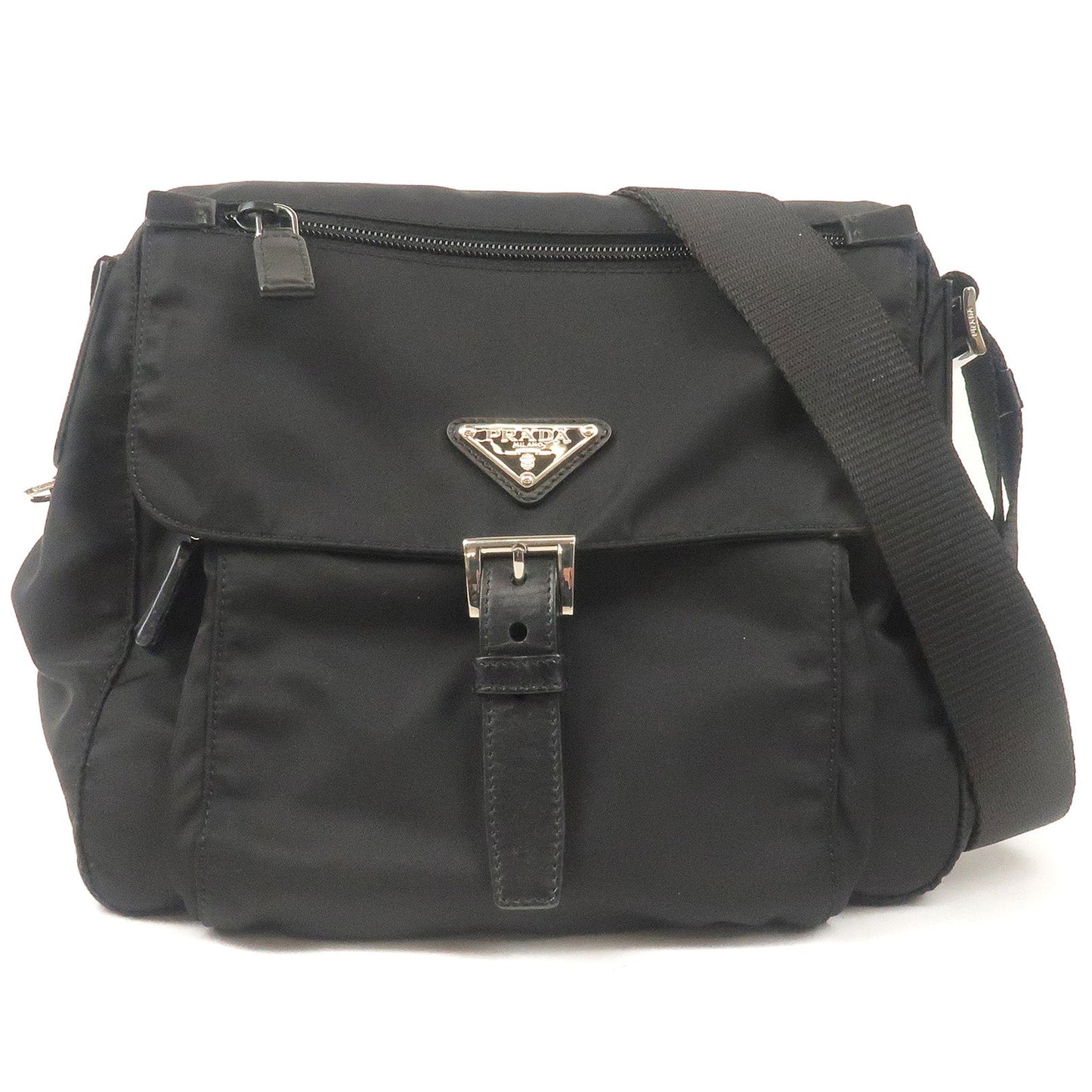Prada Prada Nylon Leather Shoulder Bag Pouch Purse Nero