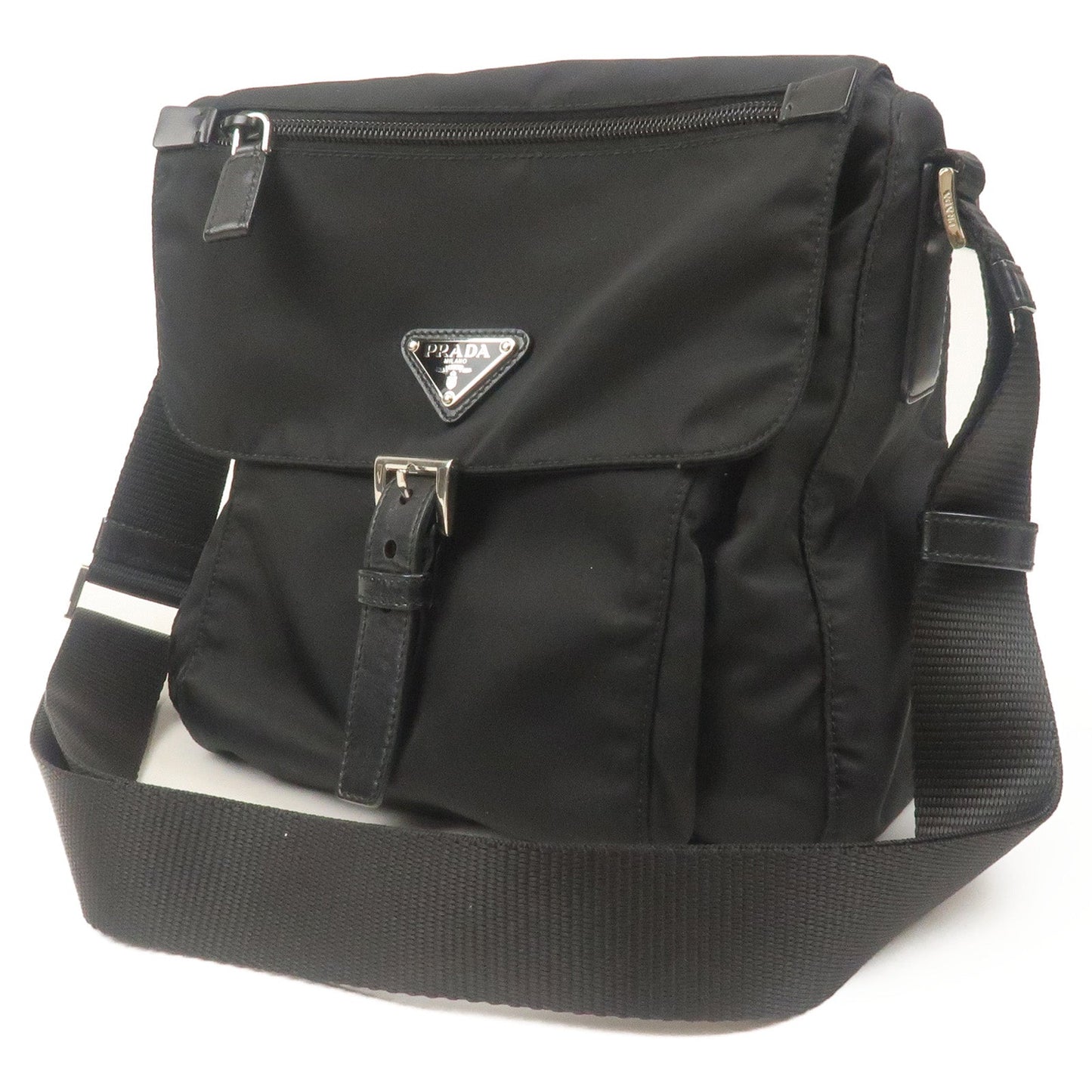 Prada Prada Nylon Leather Shoulder Bag Pouch Purse Nero