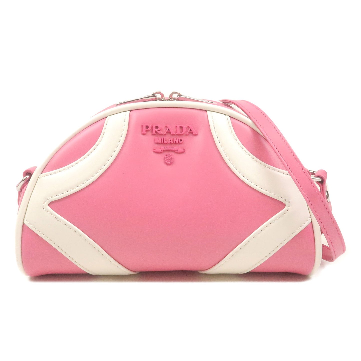 Prada Prada Leather Shoulder Bag Begonia Bian Pink White