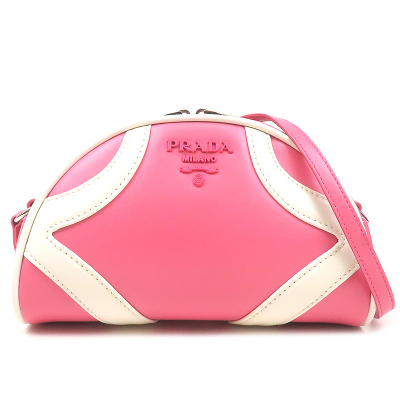 Prada Prada Leather Shoulder Bag Begonia Bian Pink White 1Bh140 35193 16