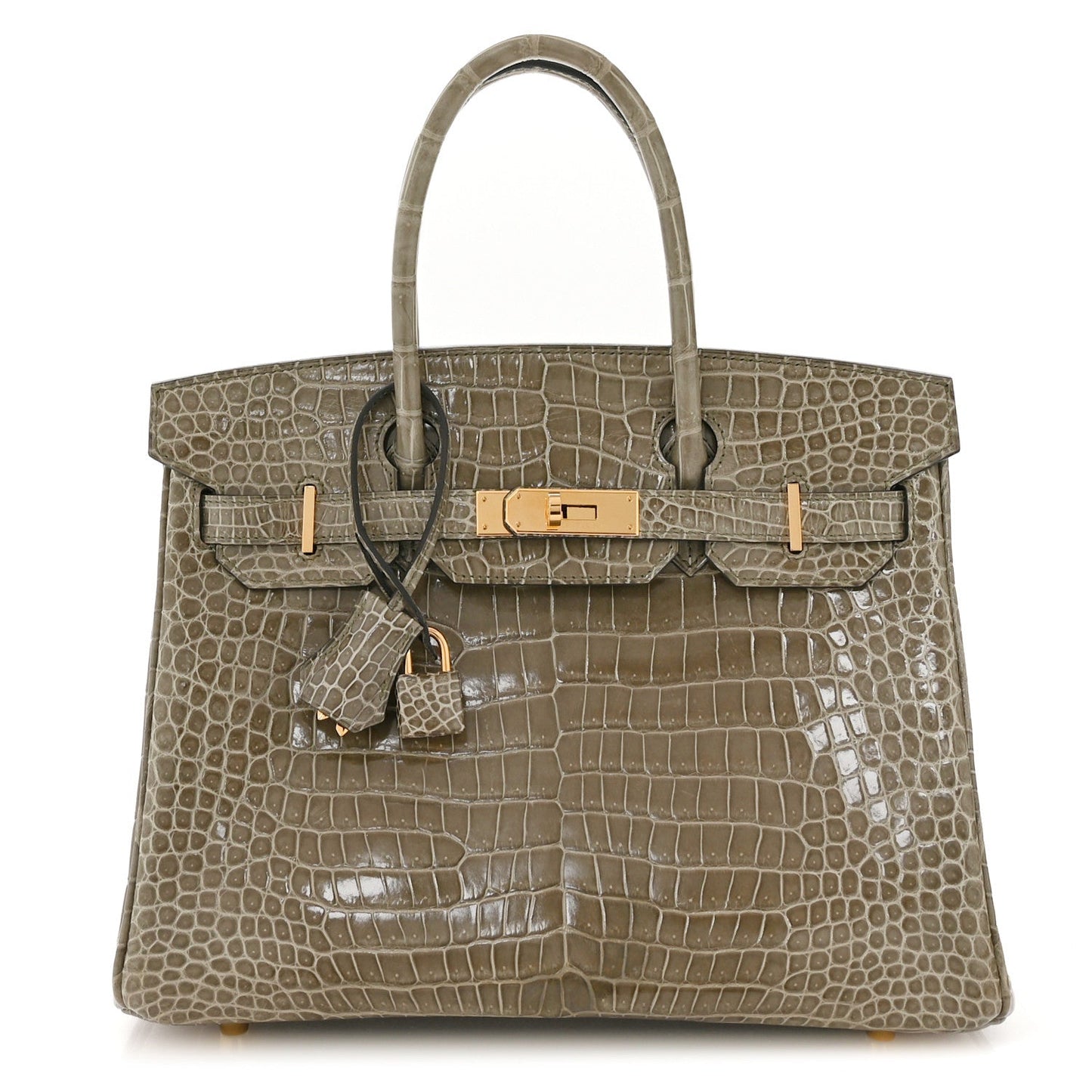 Hermes Shiny Porosus Crocodile Birkin Gris Tourterelle Handbag Travel Bag