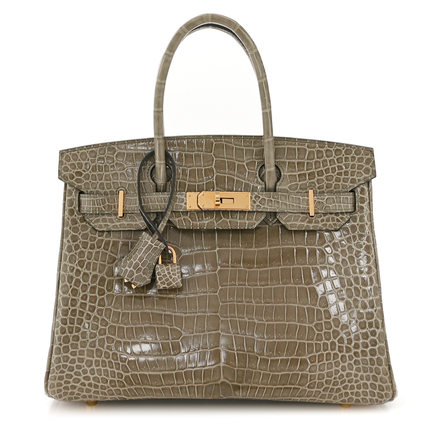 Hermes Shiny Porosus Crocodile Birkin Gris Tourterelle Handbag Travel Bag