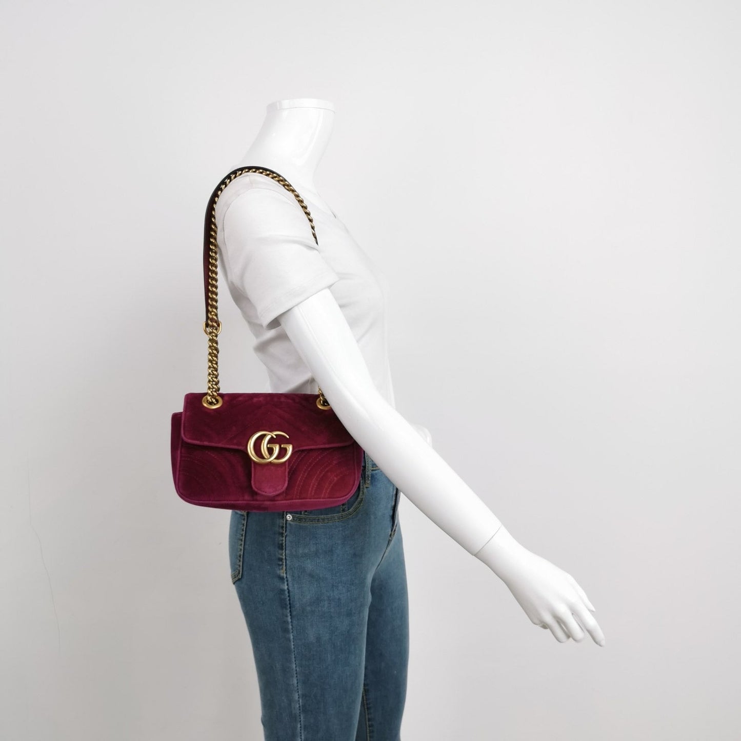 Gucci Marmont Velvet Pink Mini Flap Travel Bag
