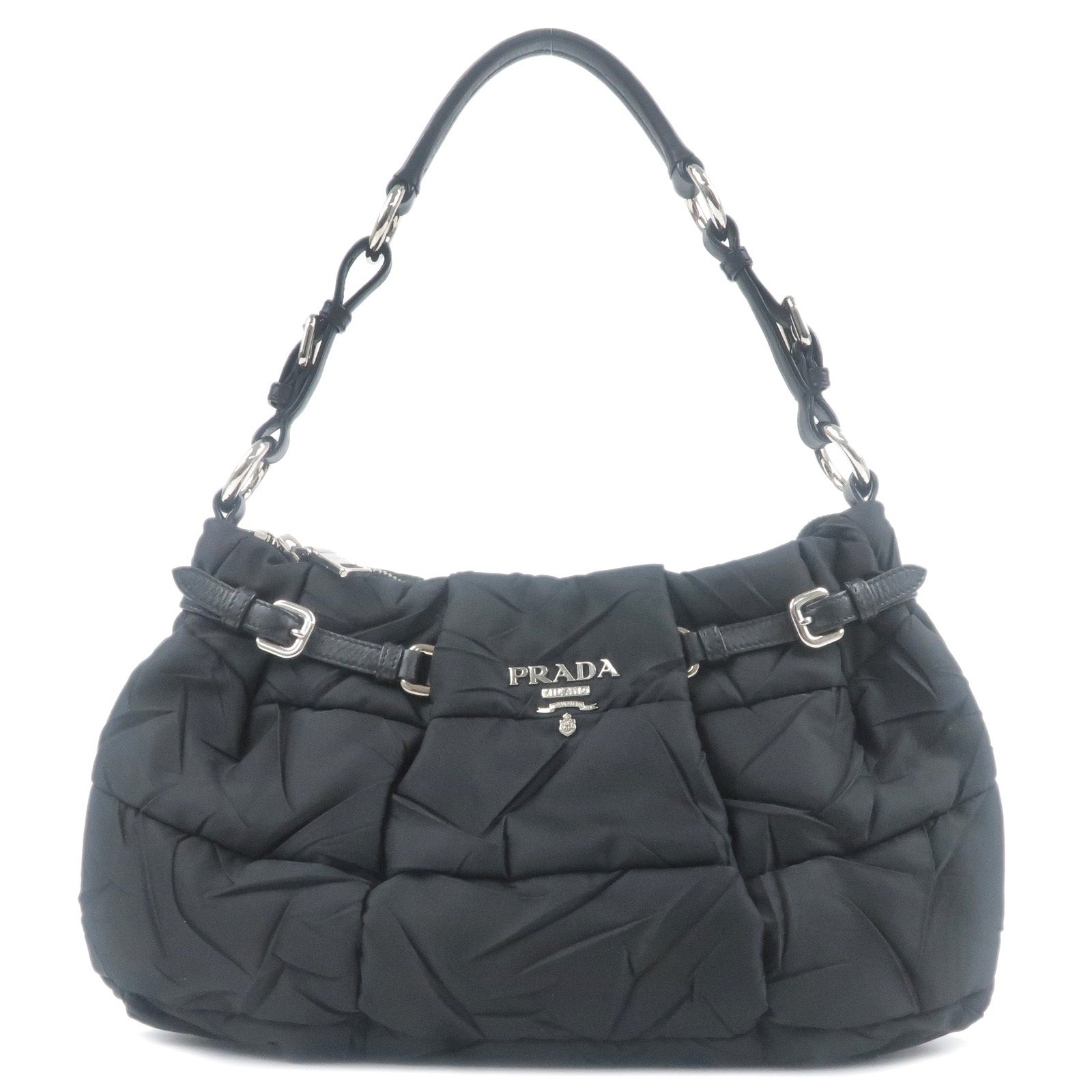 Prada Prada Nylon Leather Shoulder Bag Black Nero 35316