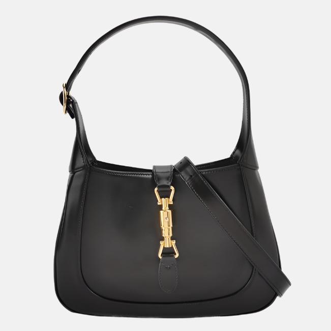 Gucci Jackie Adjustable Strap Leather Black Small Travel Bag