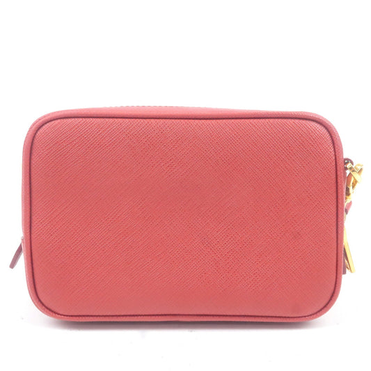 Prada Prada Leather Shoulder Bag Purse Fuoco Red 1Nf674