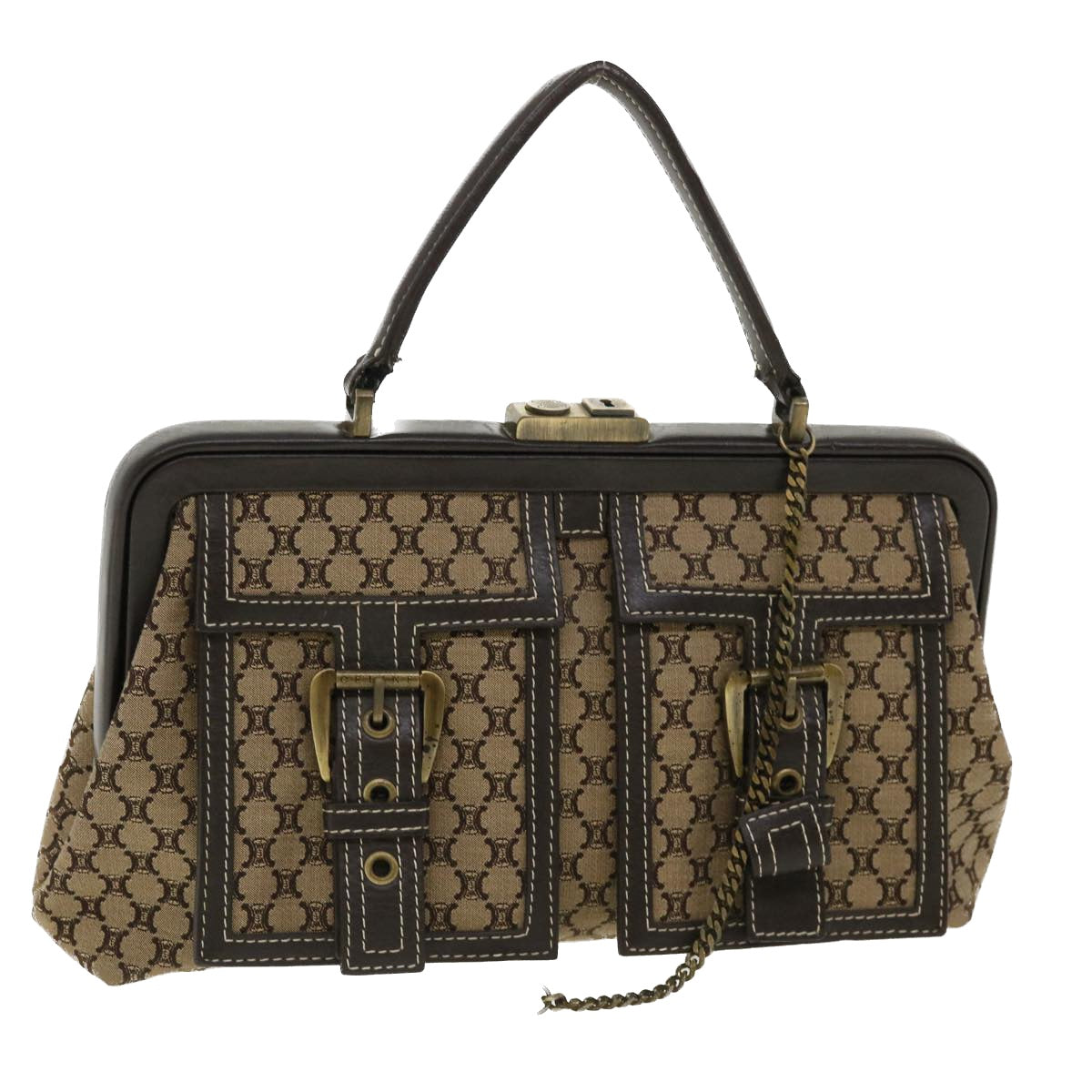 Luxury Paris Macadam Hand Bag Canvas Beige Travel Bag