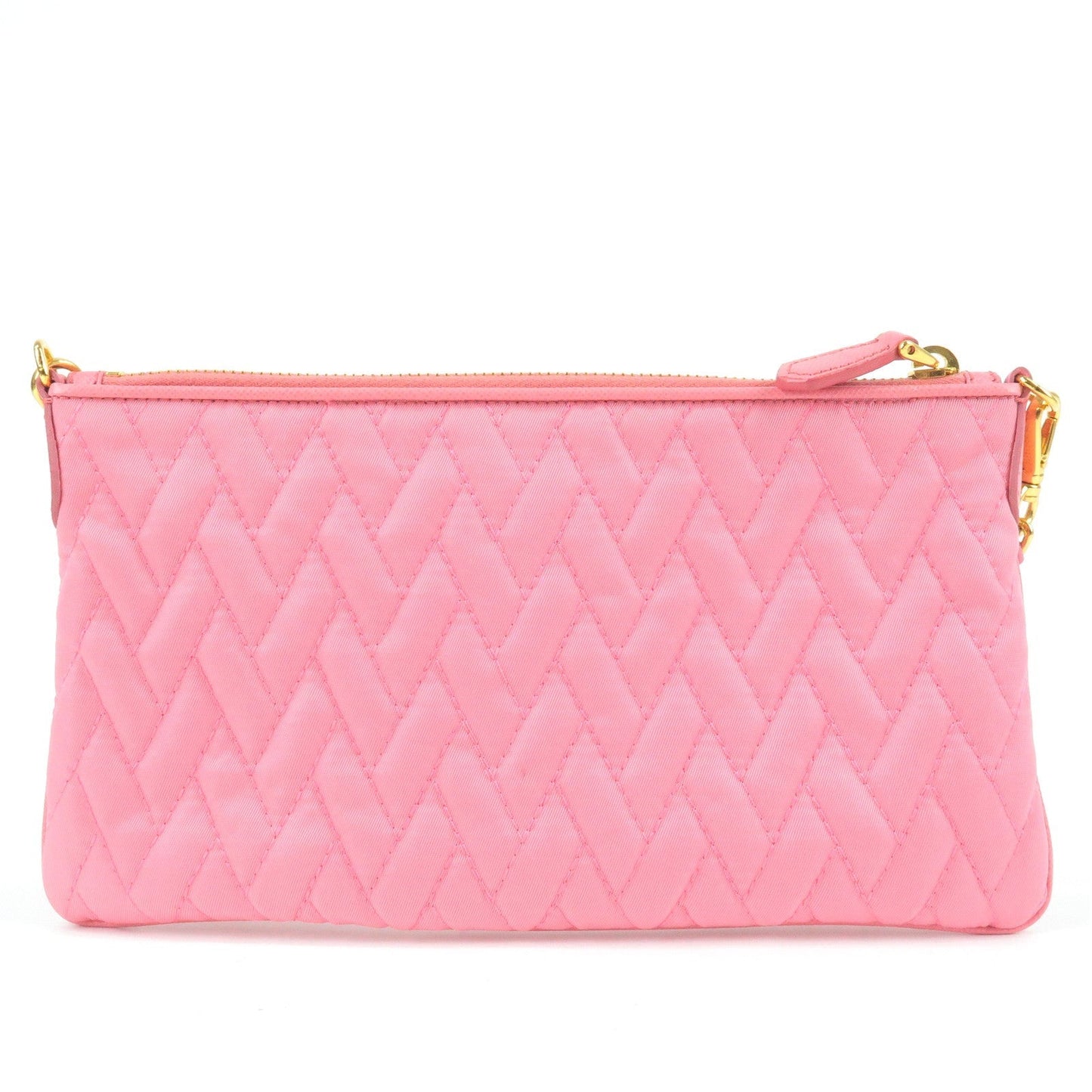 Prada Prada Logo Nylon Leather Chain Shoulder Bag Pink