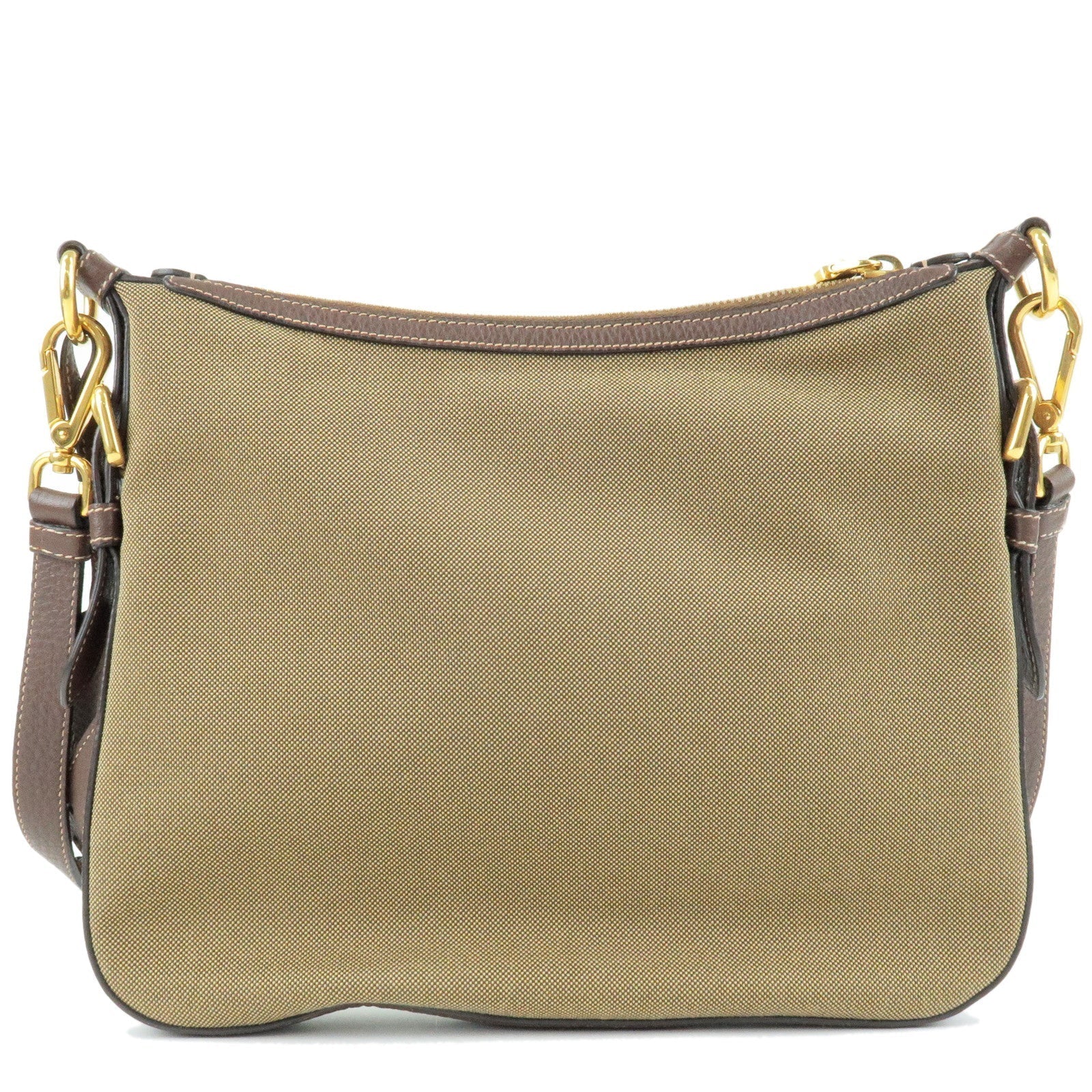 Prada Prada Nylon Juard Leather Shoulder Bag Beige Brown