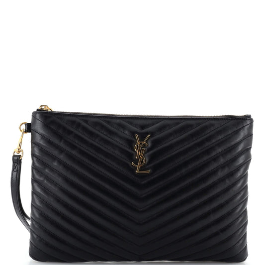 YSL Saint Laurent Luxury Trending Classic Wristlet Pouch Chevron Handbag Leather Monogram Matelasse Travel Bag Leat