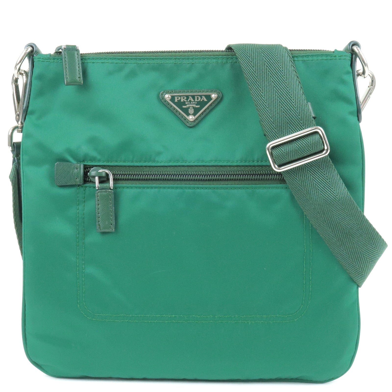 Prada Prada Logo Nylon Leather Shoulder Bag Oleandro Green