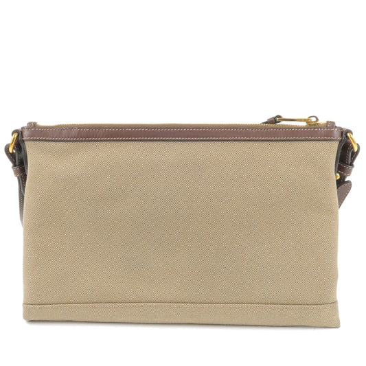 Prada Prada Logo Jacquard Leather Shoulder Bag Beige Brown Brown 35728 14