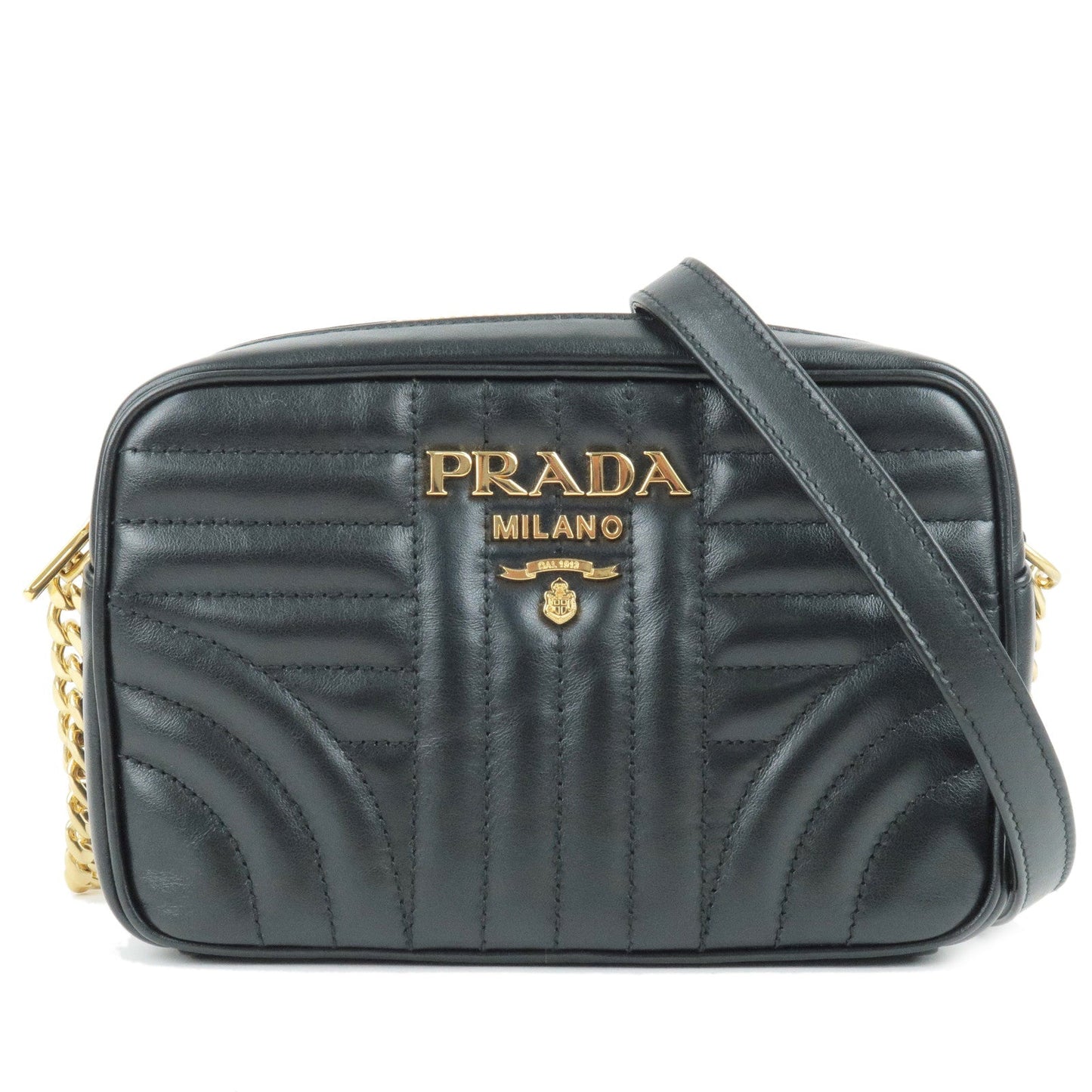 Prada Prada Diagram Leather Chain Shoulder Bag Nero Black