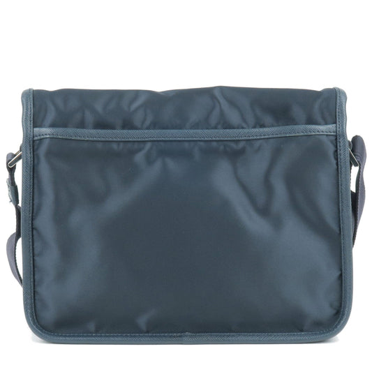 Prada Prada Logo Nylon Leather Shoulder Bag Navy Bleu