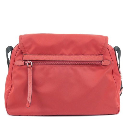 Prada Prada Logo Nylon Leather Shoulder Bag Fuoco Red