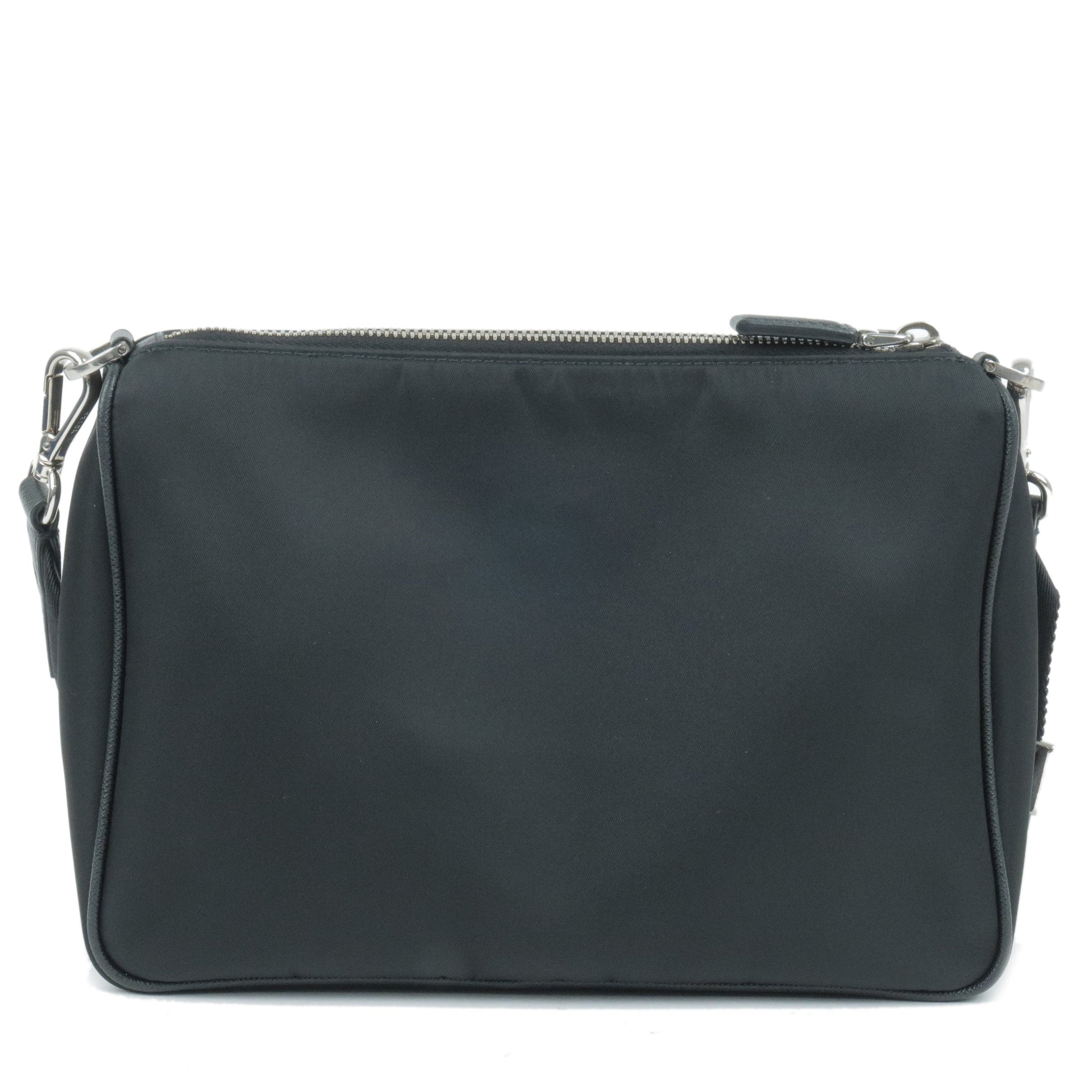 Prada Prada Logo Nylon Leather Shoulder Bag Black Yellow