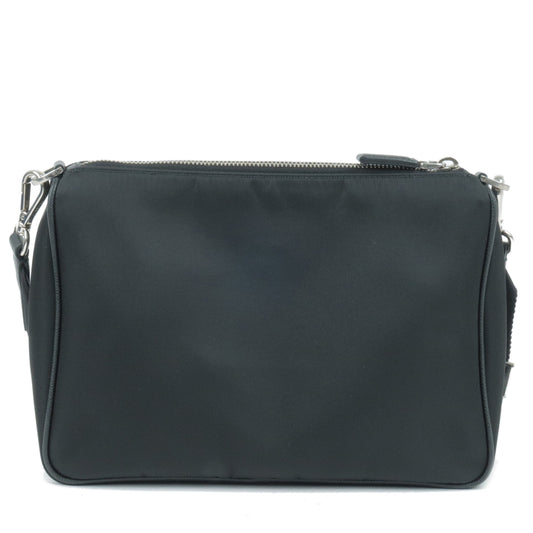 Prada Prada Logo Nylon Leather Shoulder Bag Black Yellow