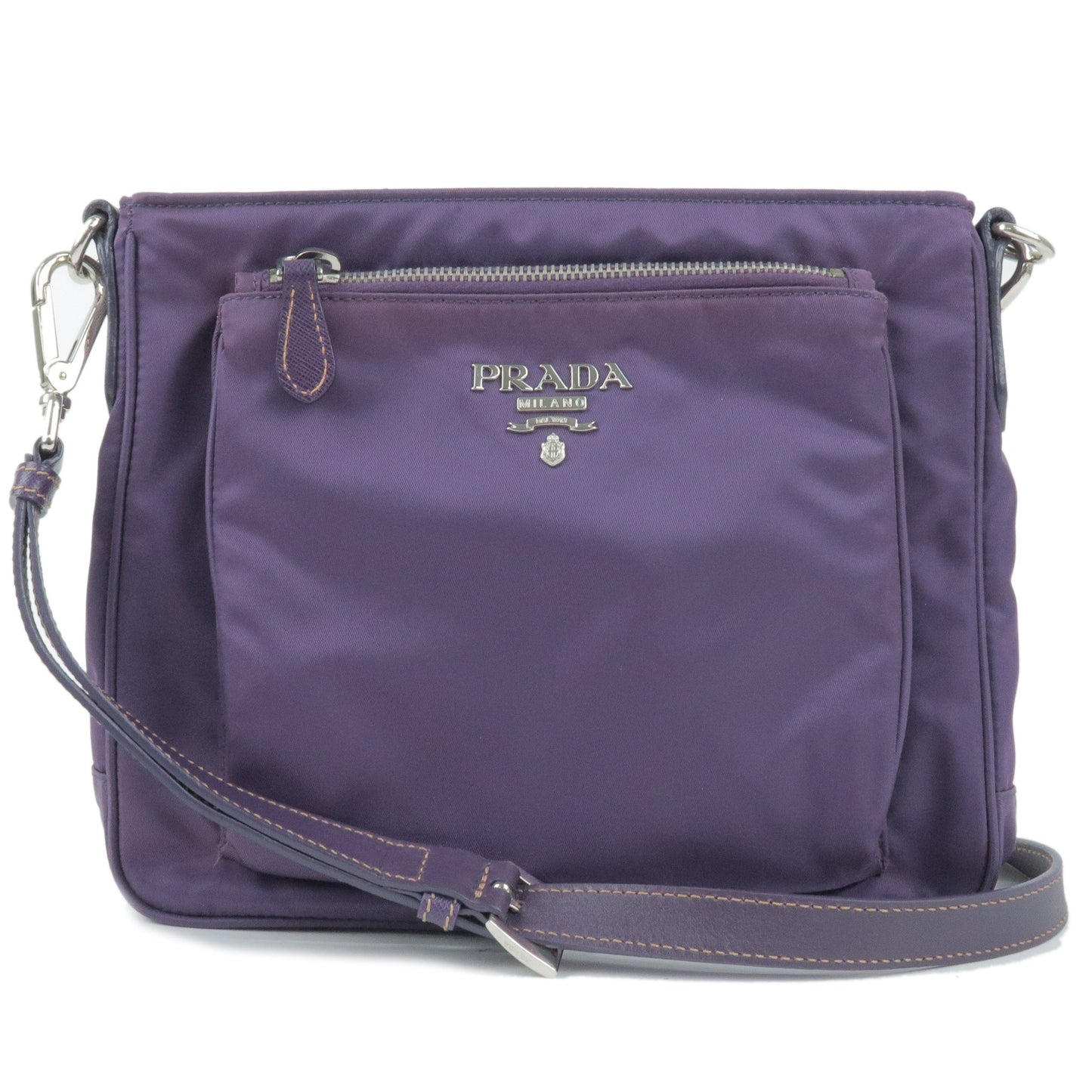 Prada Prada Logo Nylon Leather Shoulder Bag Viola Purple