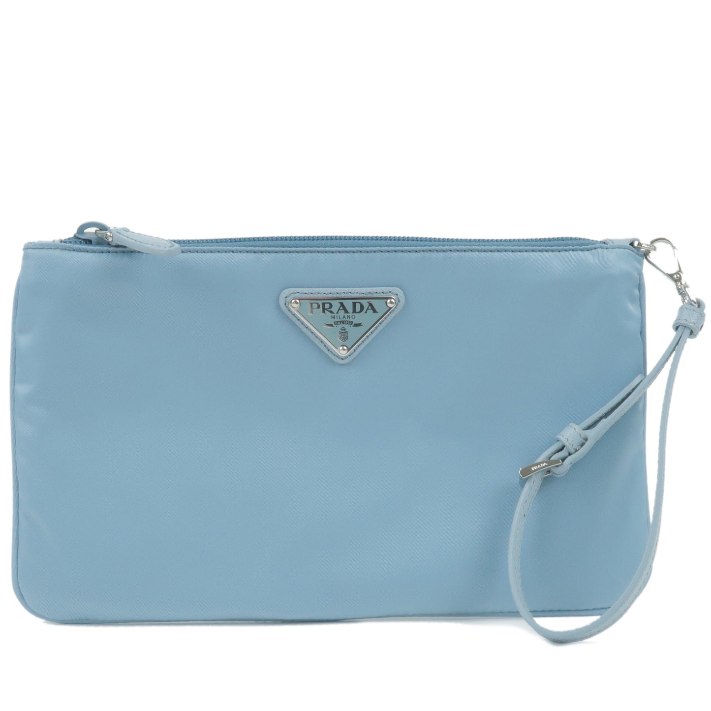 Prada Prada Logo Nylon Leather Clutch Bag Pouch Lago