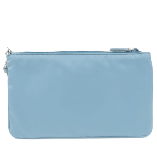 Prada Prada Logo Nylon Leather Clutch Bag Pouch Lago